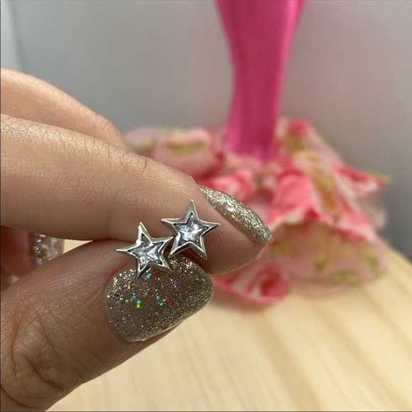 Sterling Silver 925 Star Stud Earrings - Picture 5 of 6